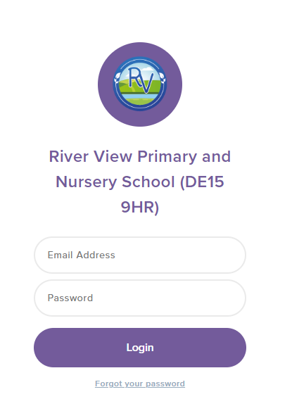 Screenshot of log in screen